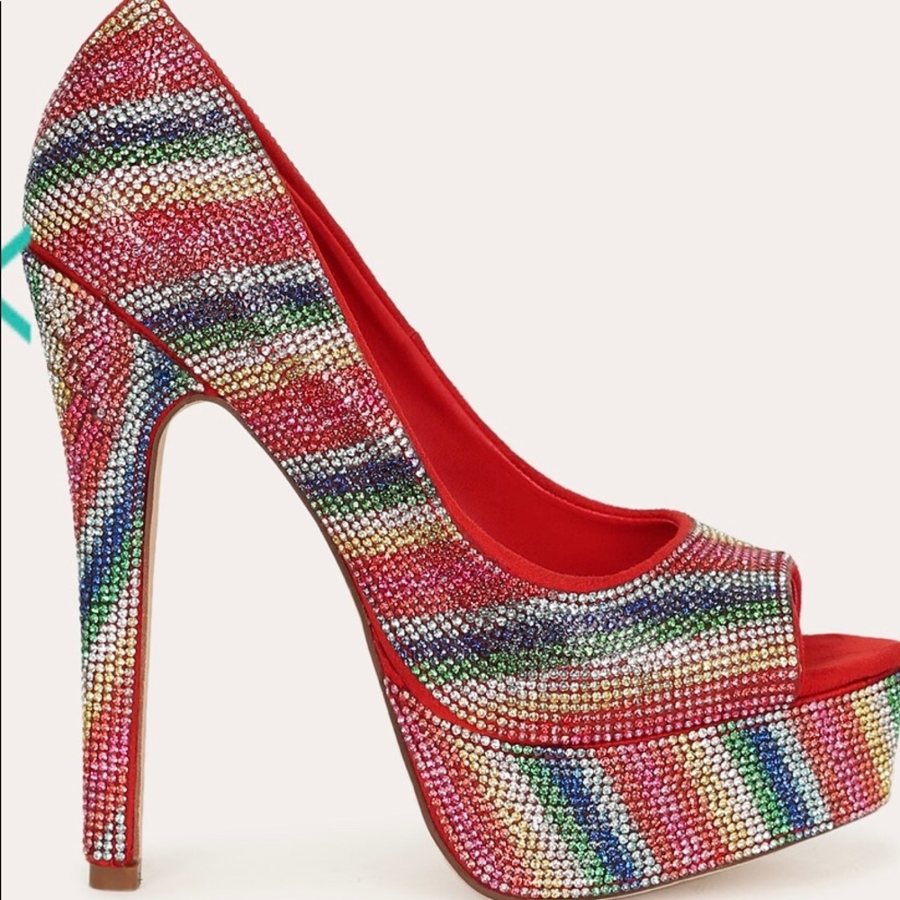 Size 6 rainbow platform heels
